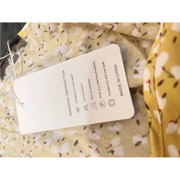 NWT! Sucrefas Yellow Floral Flower Dress Summer Dress Size Small S. Loose Fit - Picture 8 of 12